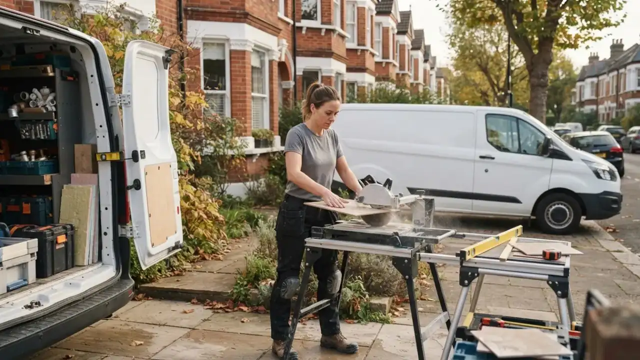 Bathroom Fitters in South London: outdoor shot of a classic South London terraced house with red brickwork, showing a neatly